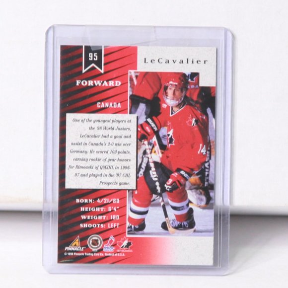 Vincent LeCavalier Pinnacle Zenith Rookie Card 1998 Team Canada Card #95 - Picture 2 of 2